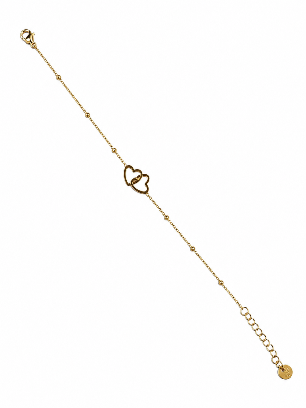 Bracelet fin cœurs dorés entrelacés en acier inoxydable – bijou femme élégant et intemporel