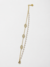 Bracelet chaîne d'ancre et perles blanches – acier doré