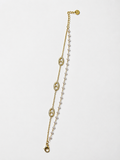Bracelet fin double chaînes d’ancre en acier inoxydable doré et perles – bijou femme élégant et tendance