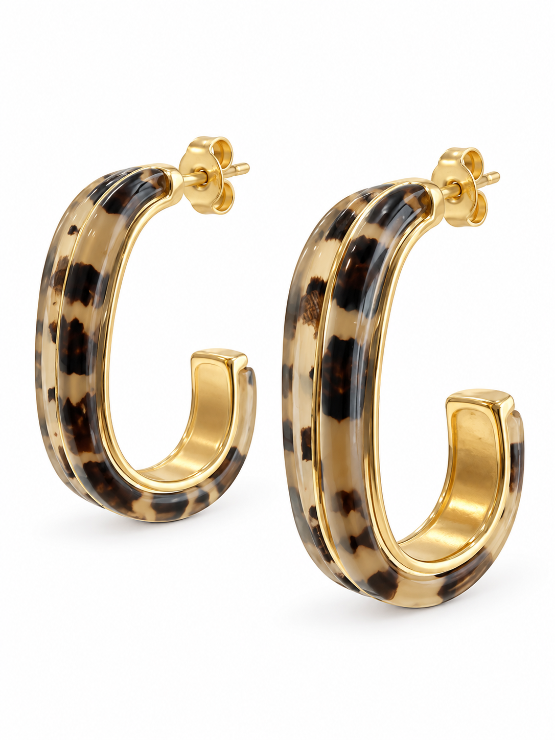 Boucles d’oreilles créoles ovales en acier inoxydable doré – 4 coloris, 3,5 cm