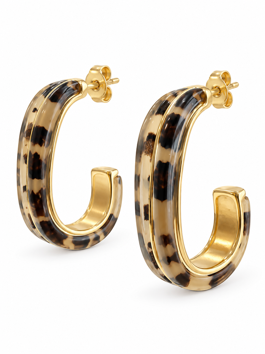 Boucles d’oreilles créoles ovales en acier inoxydable doré – 4 coloris, 3,5 cm