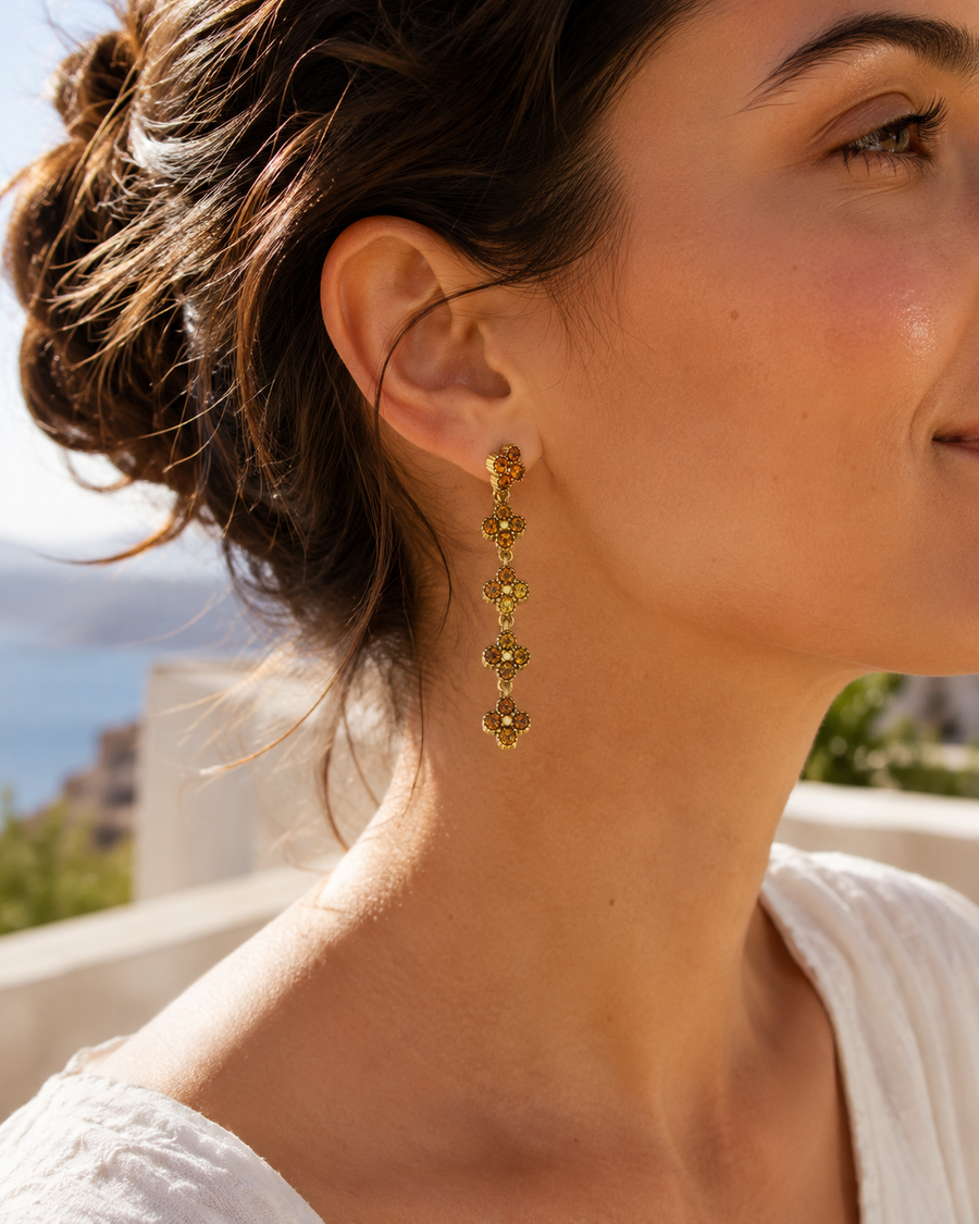 Boucles d’oreilles Chance marron en acier inoxydable doré