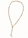 Collier-bracelet en pierres naturelles multicolores et acier inoxydable doré – 78 cm