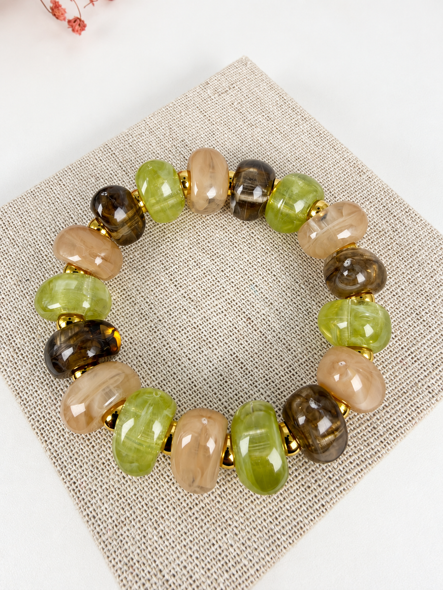 Bracelet à grosses perles colorées – 7 cm - 2 coloris