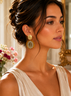 Boucles d’oreilles camée acier inoxydable doré – Style vintage chic