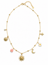 Collier charms soleil et lune en acier inoxydable doré – style bohème estival