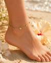 Bracelet de cheville dorée ajustable avec pampilles