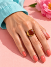Bague avec pierre en acier inoxydable doré – 5 variantes, motif 2 cm