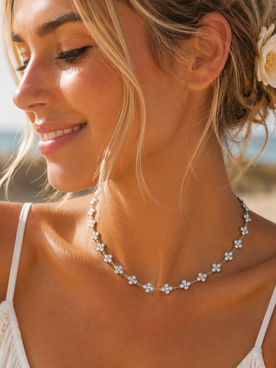 Collier Chance cristal en acier inoxydable argenté