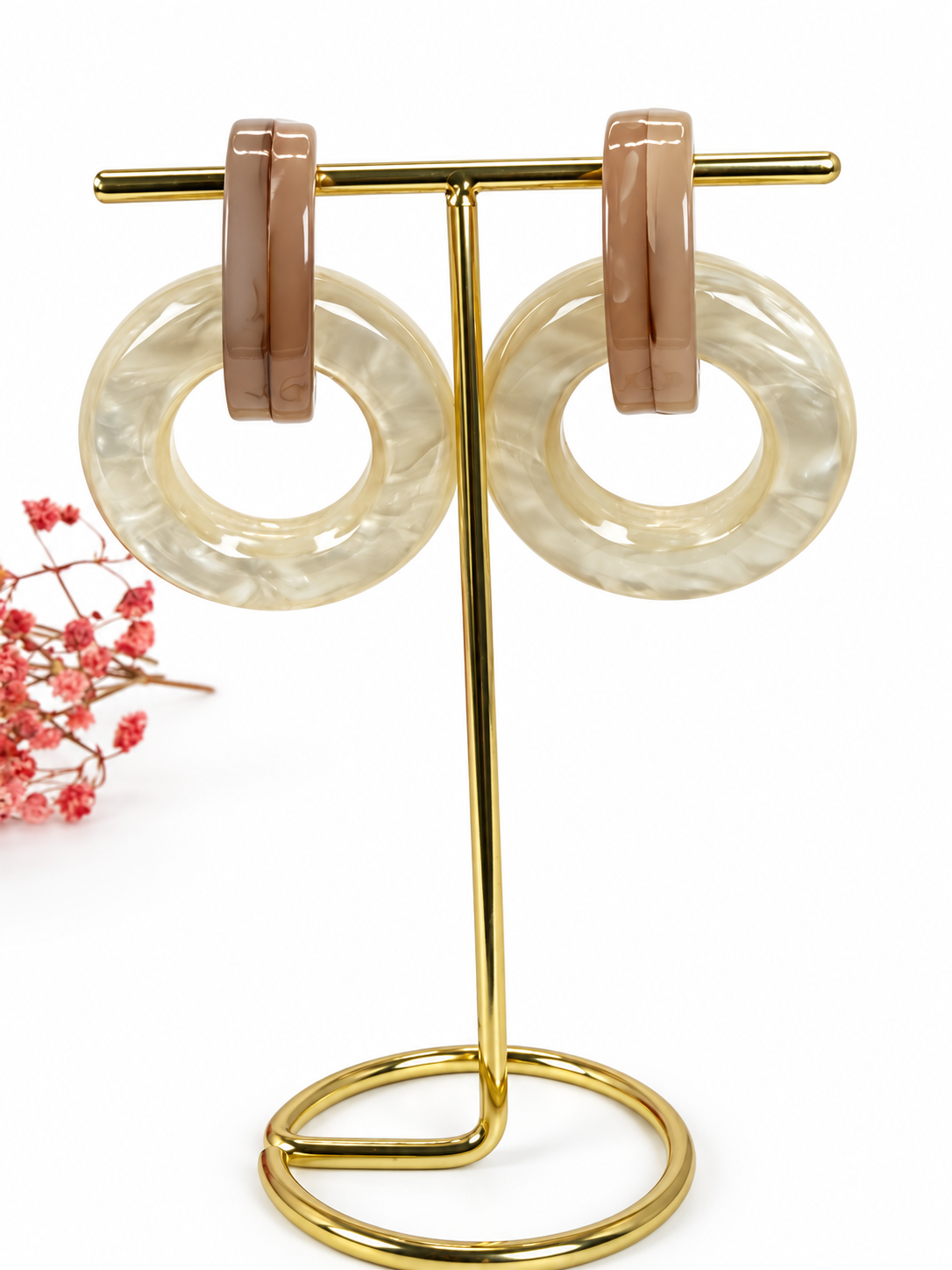 Boucles d’oreilles pendantes en résine à anneau rond – 5 coloris