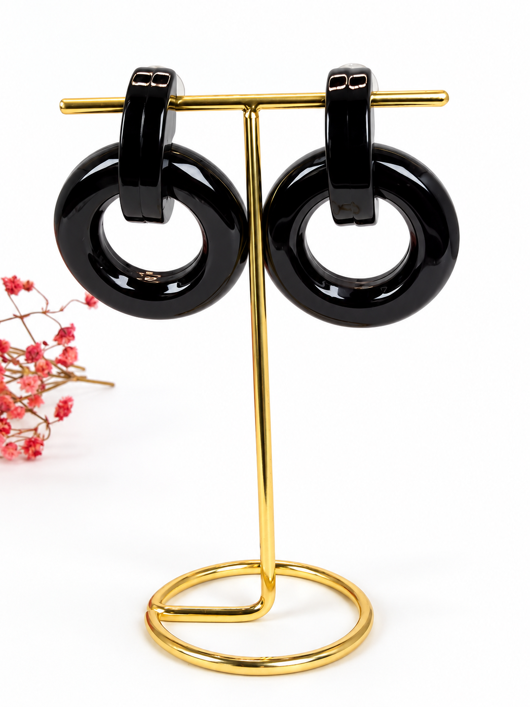 Boucles d’oreilles pendantes en résine à anneau rond – 5 coloris