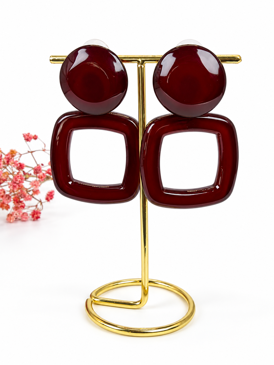 Boucles d’oreilles carrées en résine – 6 cm