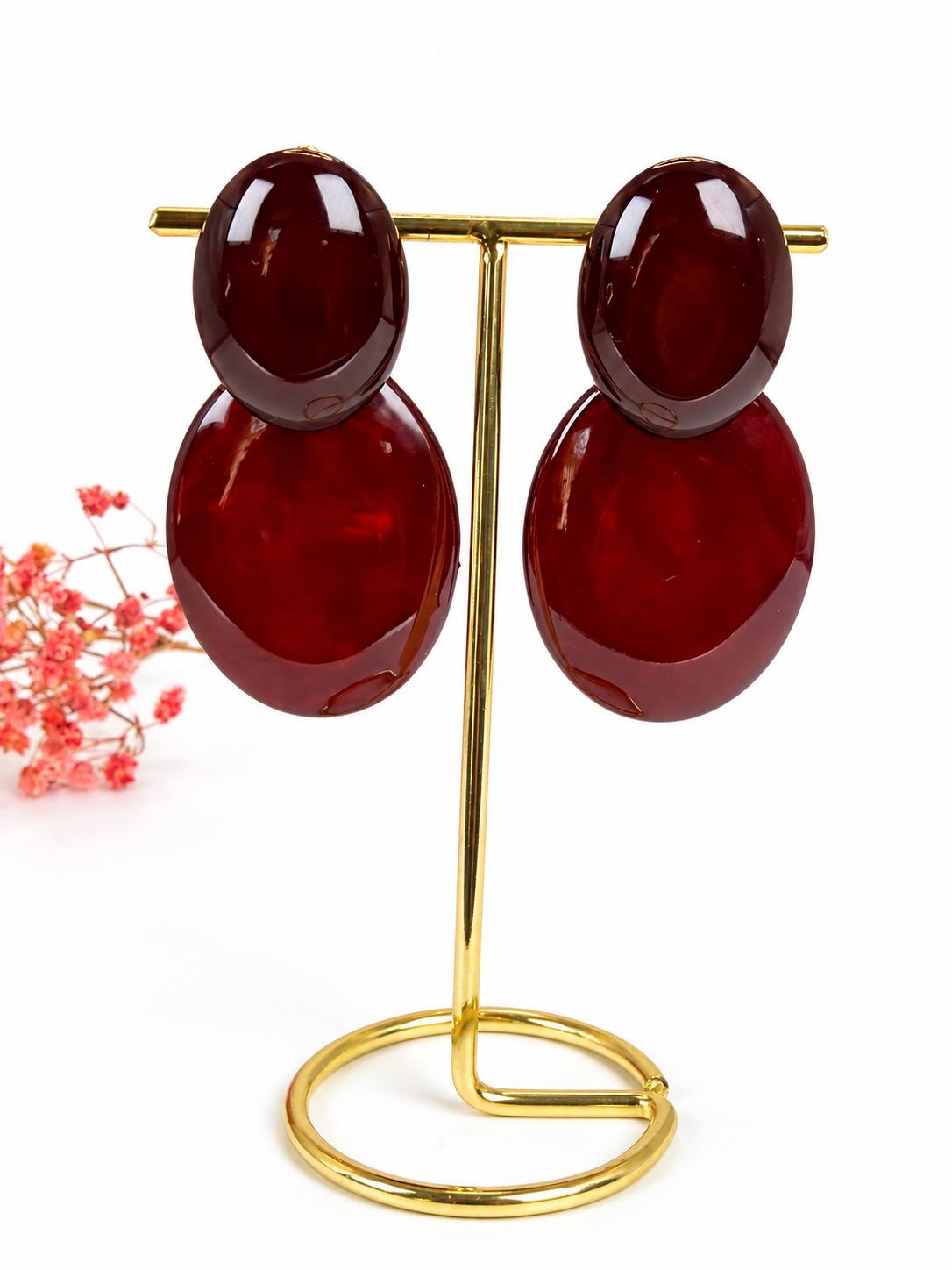 Boucles d’oreilles clips ovales en résine – 6,5 cm