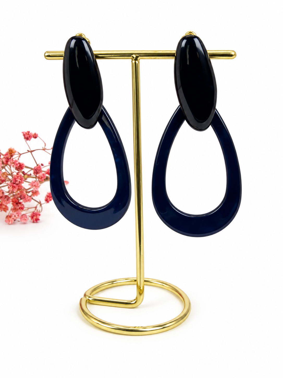 Boucles d’oreilles clips goutte en résine – 7,5 cm