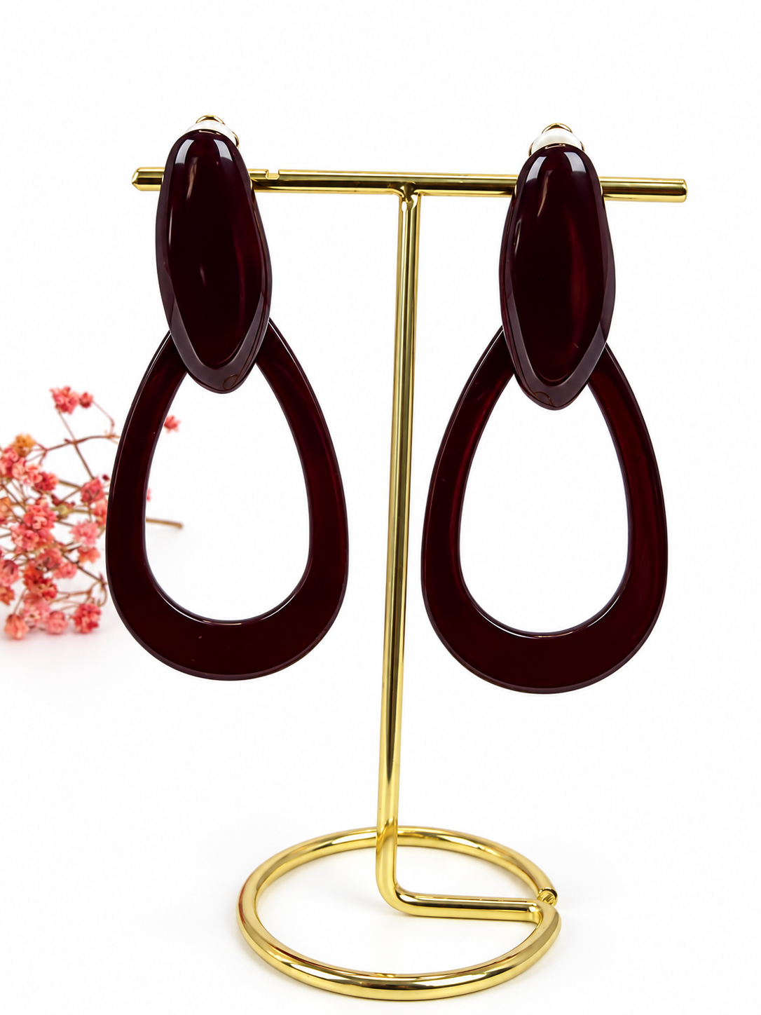 Boucles d’oreilles clips goutte en résine – 7,5 cm
