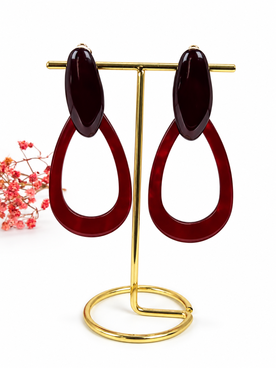 Boucles d’oreilles clips goutte en résine – 7,5 cm