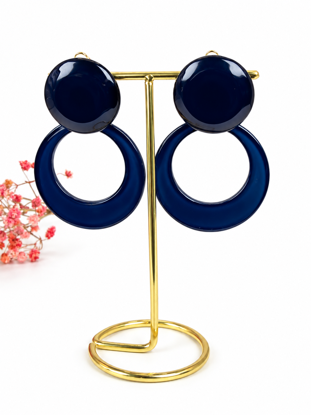 Boucles d’oreilles clips rondes en résine – 6,5 cm