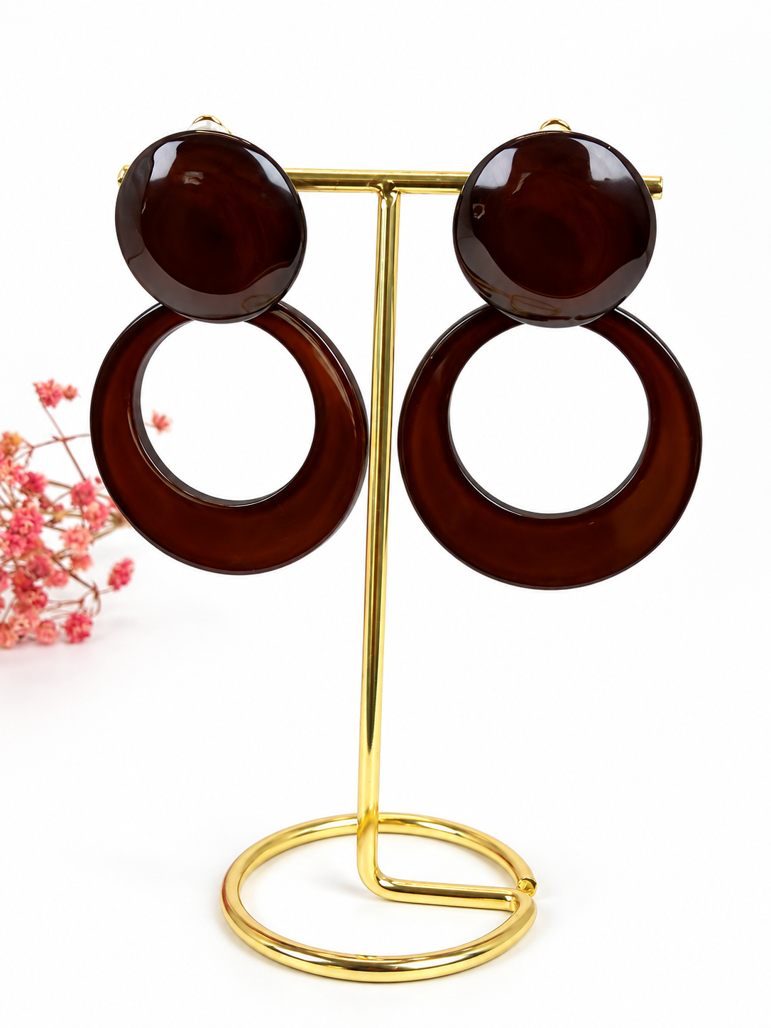 Boucles d’oreilles clips rondes en résine – 6,5 cm