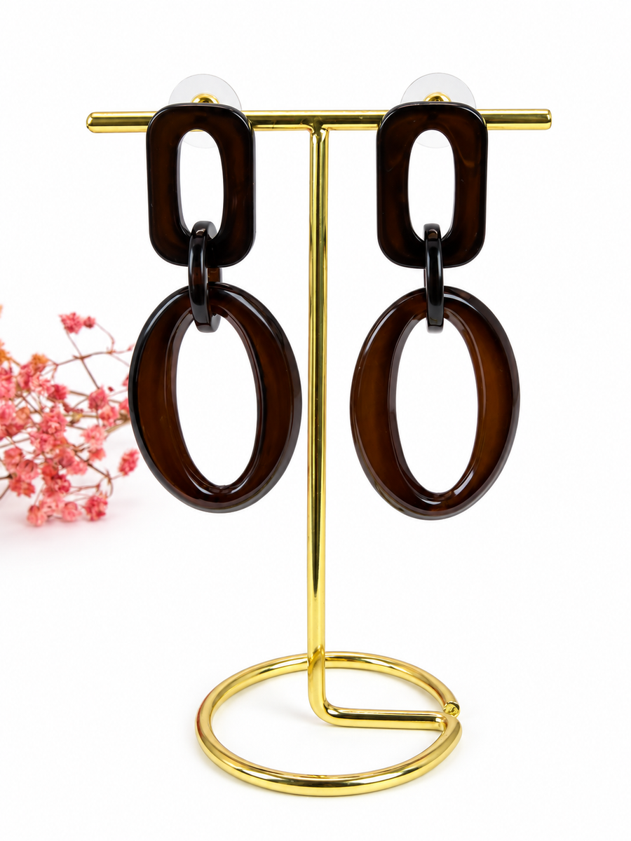 Boucles d’oreilles pendantes ovales en résine à enfiler – 6 cm