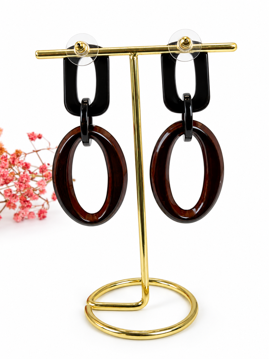 Boucles d’oreilles pendantes ovales en résine à enfiler – 6 cm