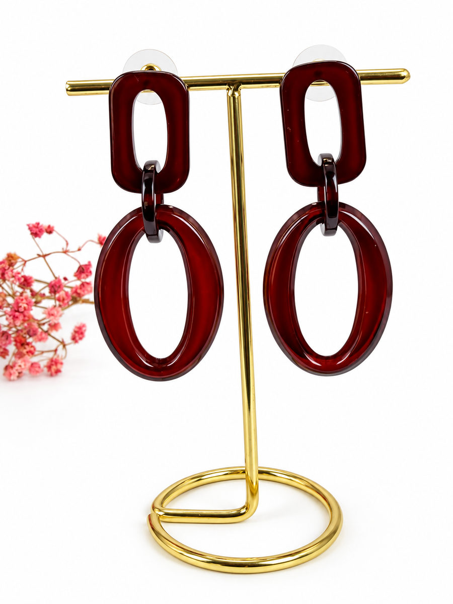 Boucles d’oreilles pendantes ovales en résine à enfiler – 6 cm