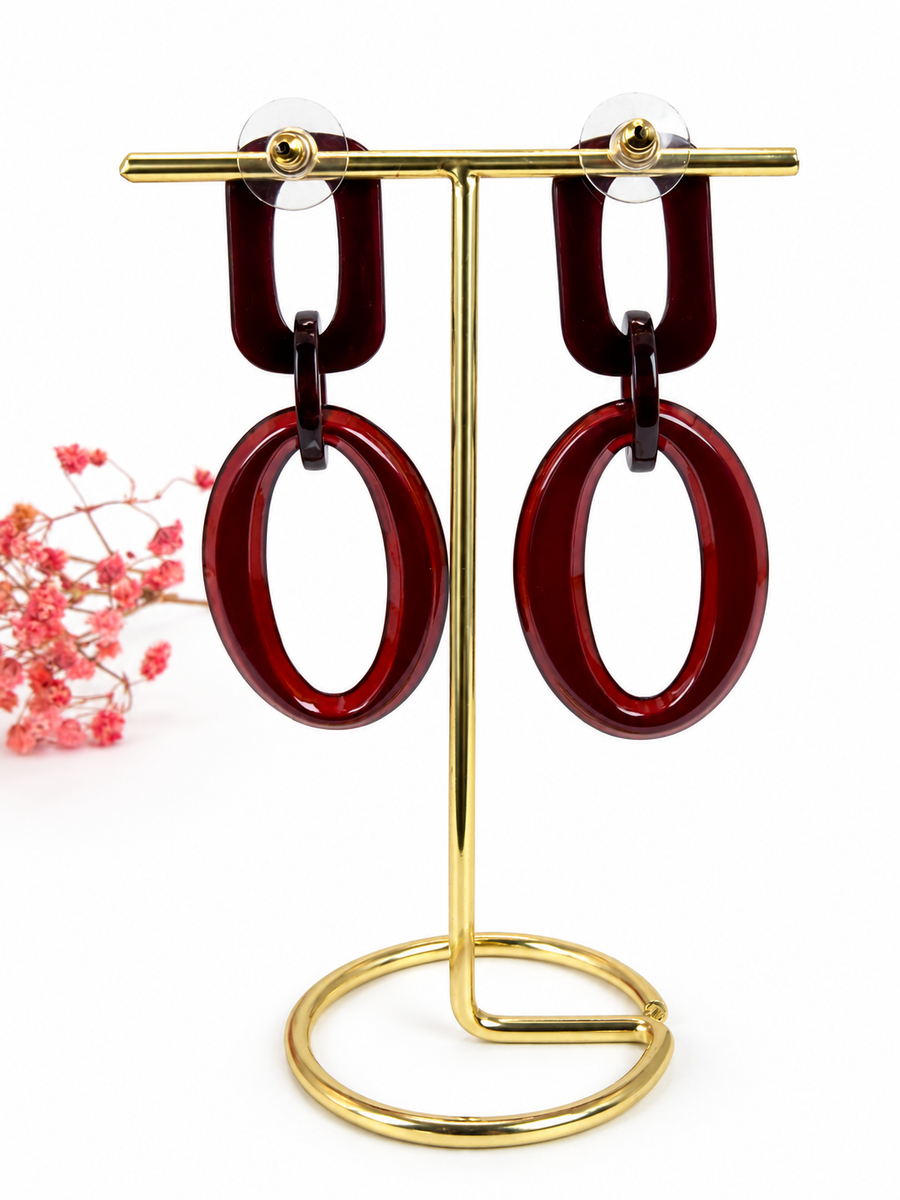 Boucles d’oreilles pendantes ovales en résine à enfiler – 6 cm
