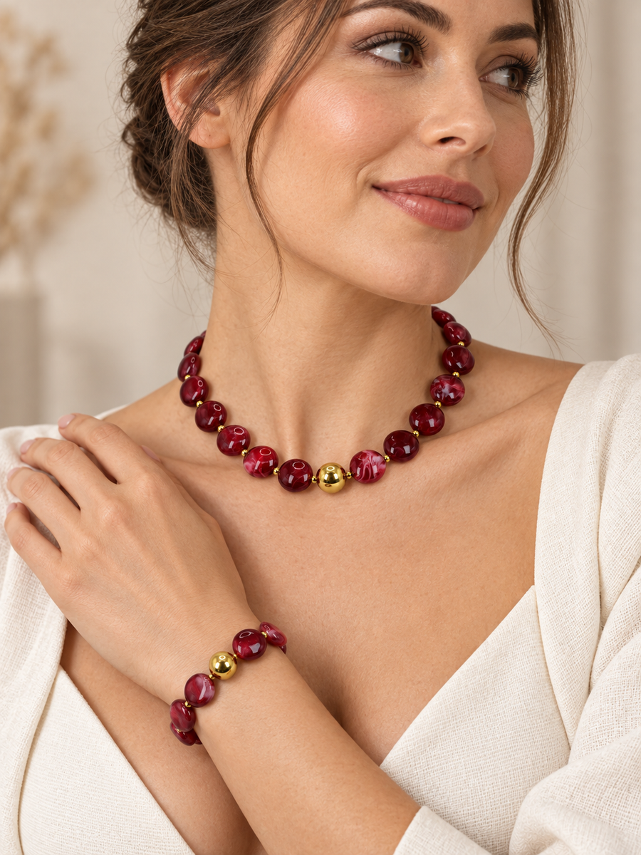 Collier court à pastilles colorées – 4 coloris
