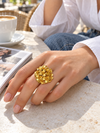 Verstelbare ring met gouden bloemen van roestvrij staal – motief 3 cm