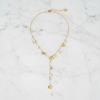 Collier Y Fleur en Acier Inoxydable Doré & Perles – Collier Bohème Chic Femme