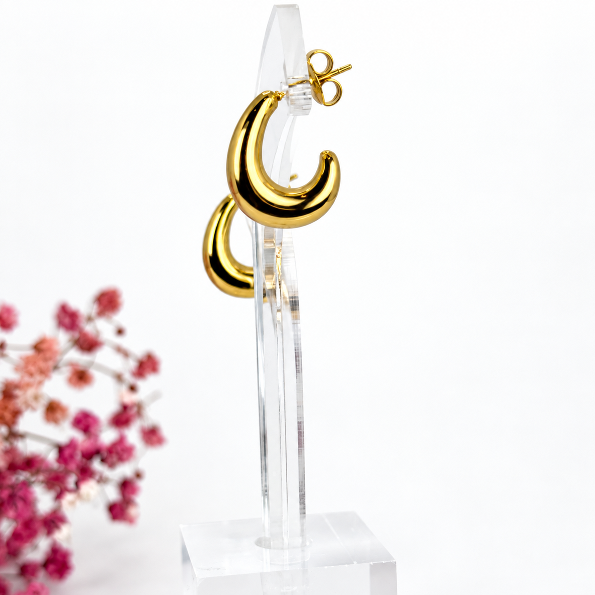 Gouden roestvrijstalen creolen – Dikke mini ringen, modern design