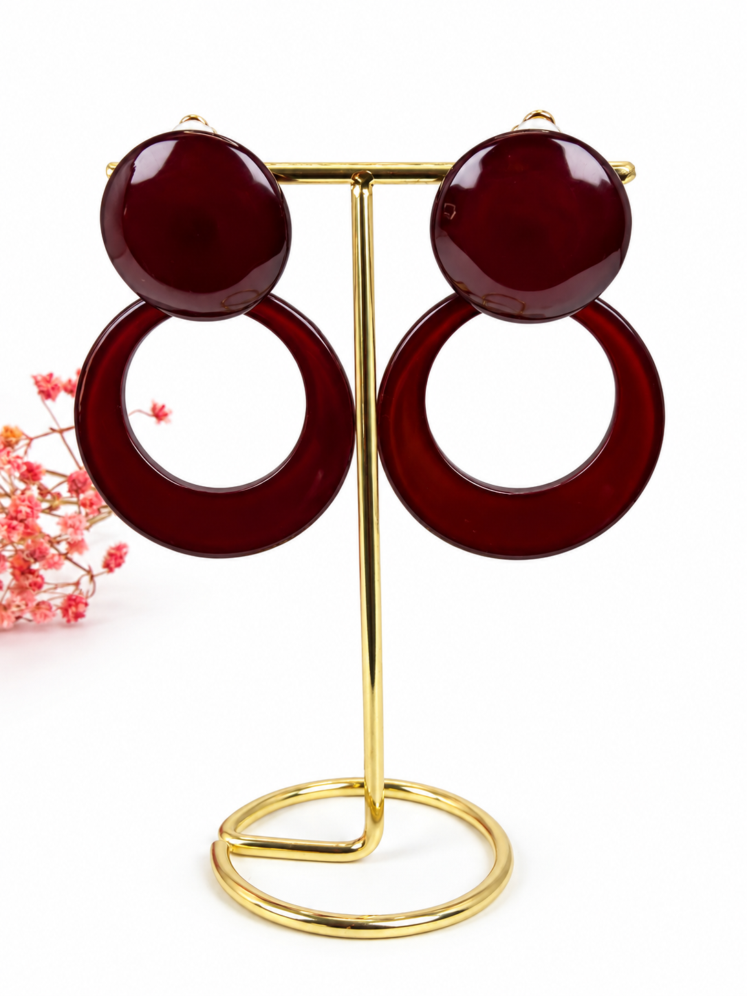 Boucles d’oreilles clips rondes en résine – 6,5 cm