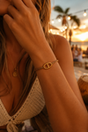 Bracelet chaîne d’ancre en acier inoxydable doré et corde chocolat