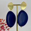 Boucles d'oreilles Clips Galets en Bois noir, marron ou bleu.