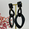 Boucles d'oreilles Clips pendantes 2 Ovales en Résine bleu, noir ou marron.