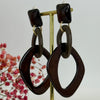 Boucles d'oreilles Clips pendantes 2 Ovales en Résine bleu, noir ou marron.