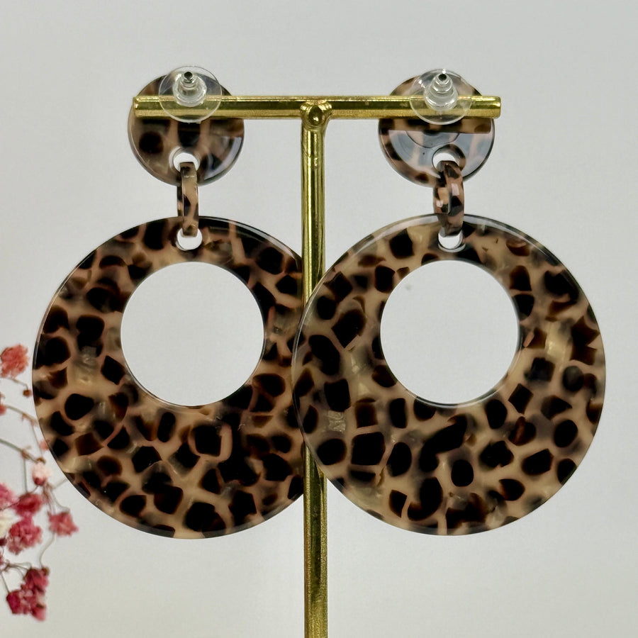 Ronde Resin Panter Oorhangers.