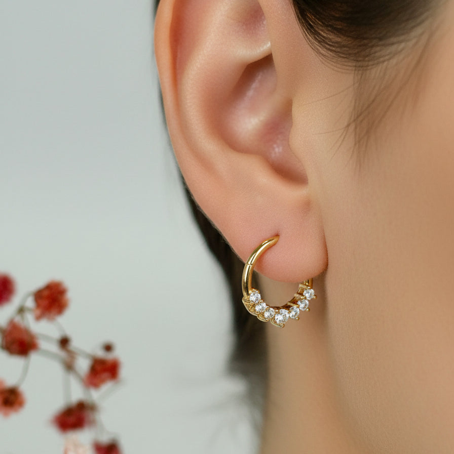 Piercing Ring Zirkon – Mini Creole vergoldeter/versilberter Edelstahl
