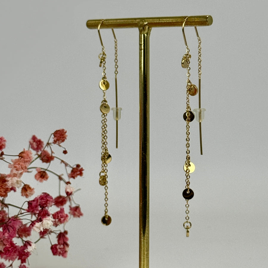 Damen-Ohrringe, Scheibenanhänger – Edelstahl, gold-/silberfarben