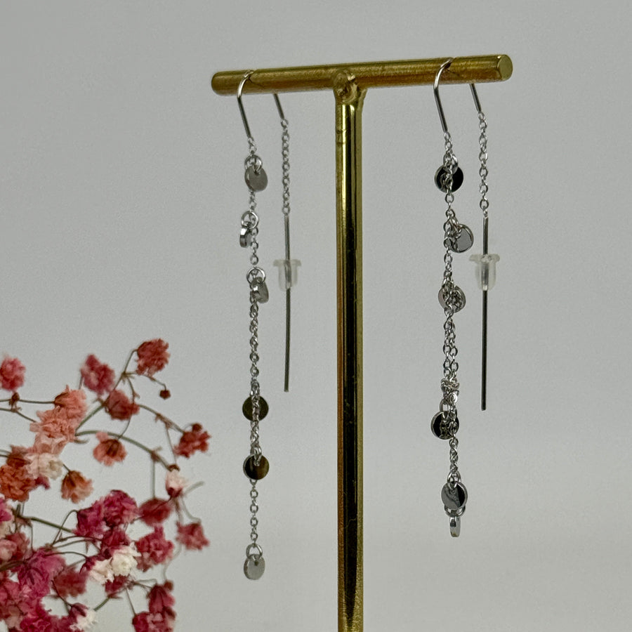Damen-Ohrringe, Scheibenanhänger – Edelstahl, gold-/silberfarben
