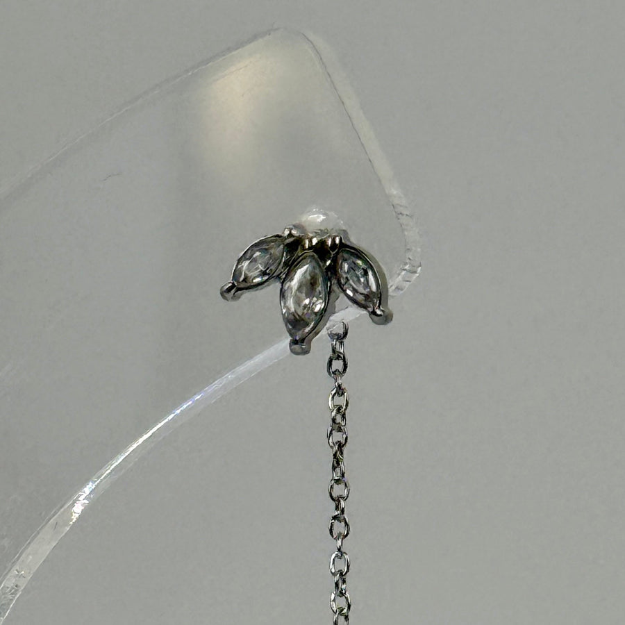 Lange Ohrringe, Blume Zirkonia – Vergoldeter/versilberter Edelstahl.