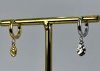 Mini-Creolen-Ohrringe, goldfarben, mit gehämmertem runden Anhänger – Edelstahl vergoldet oder versilbert.