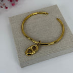 Bracelet rigide doré en acier inoxydable – Pendentif design chaine d'ancre.