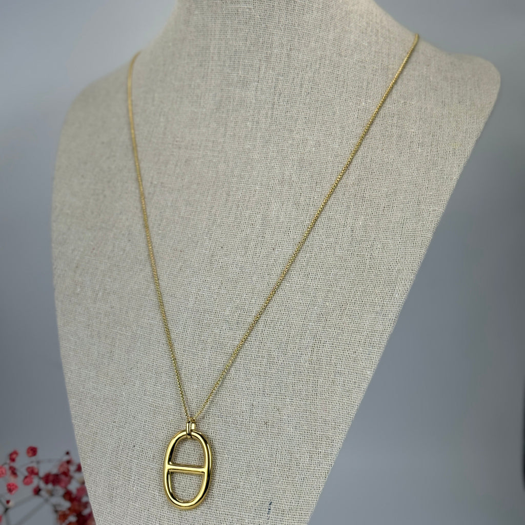 Ketting van goud- of zilverkleurig roestvrij staal – Hanger met ankerketting (verstelbaar).