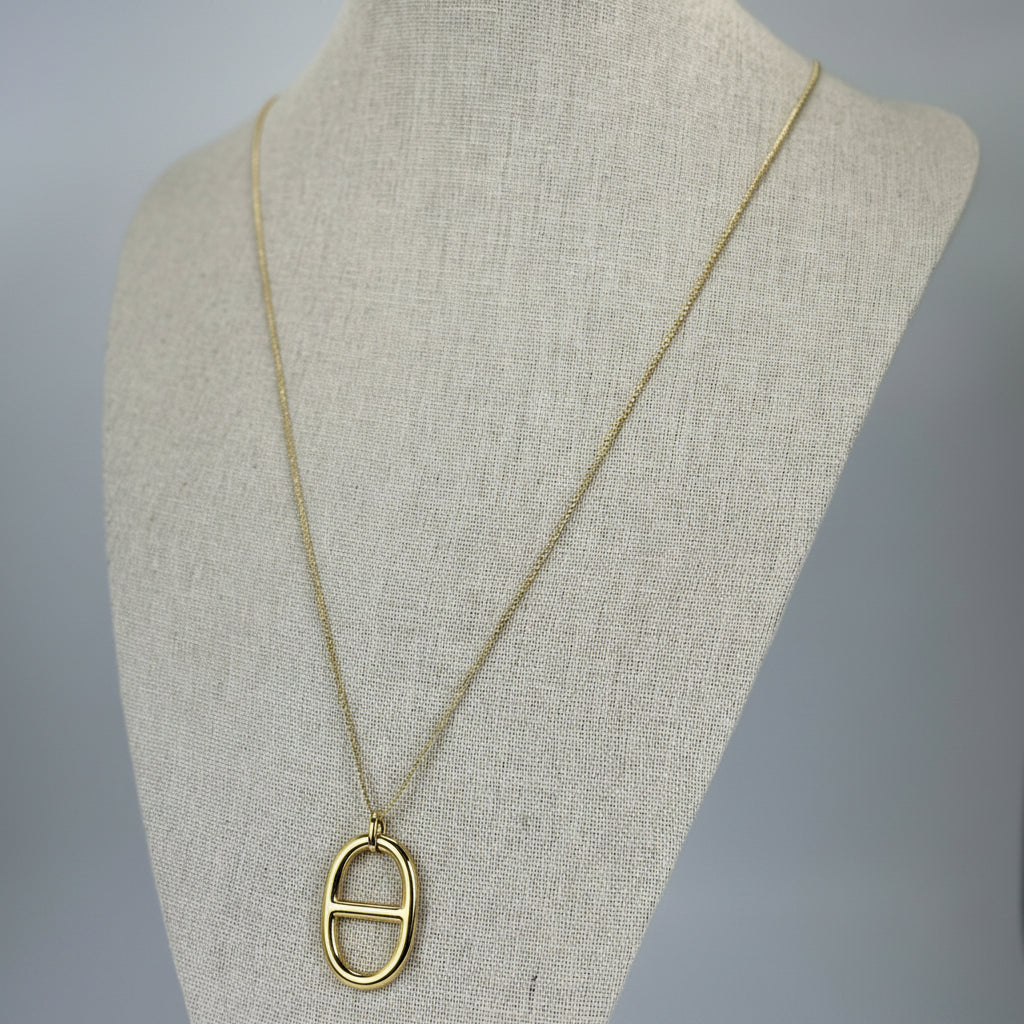 Collier chaîne en acier inoxydable dorée ou argentée – Pendentif chaîne d'ancre (réglable).