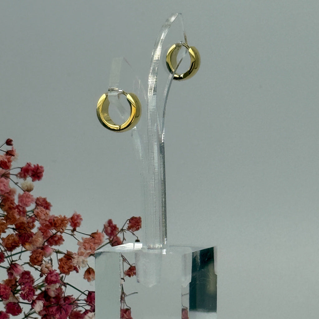 Gouden roestvrijstalen chunky oorringen – Elegant en tijdloos.