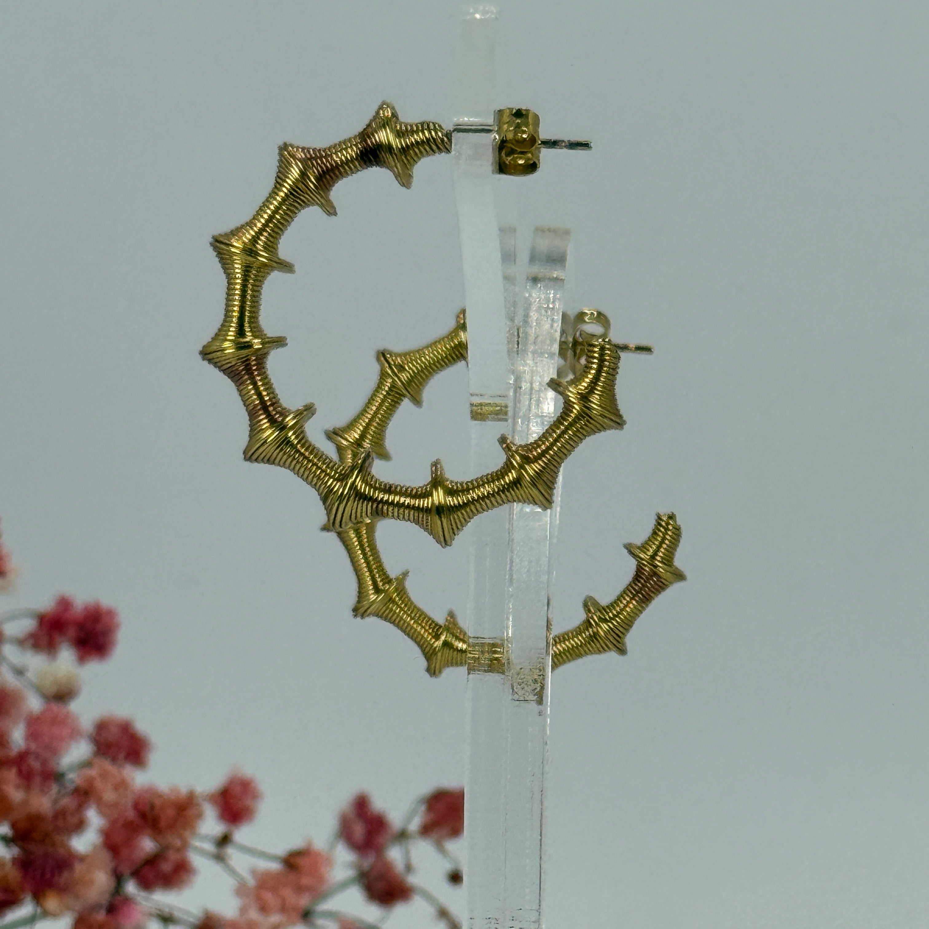 Boucles d’Oreilles Design Texturées Dorées – Acier Inoxydable |