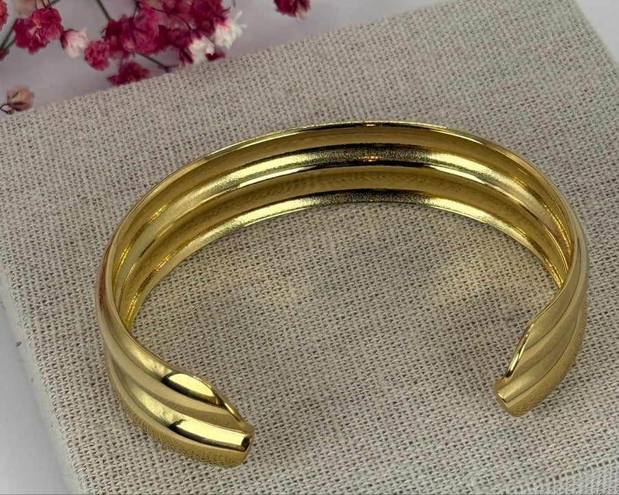 Vergoldetes Manschettenarmband aus Edelstahl – Elegantes und robustes Manschettenarmband für Damen
