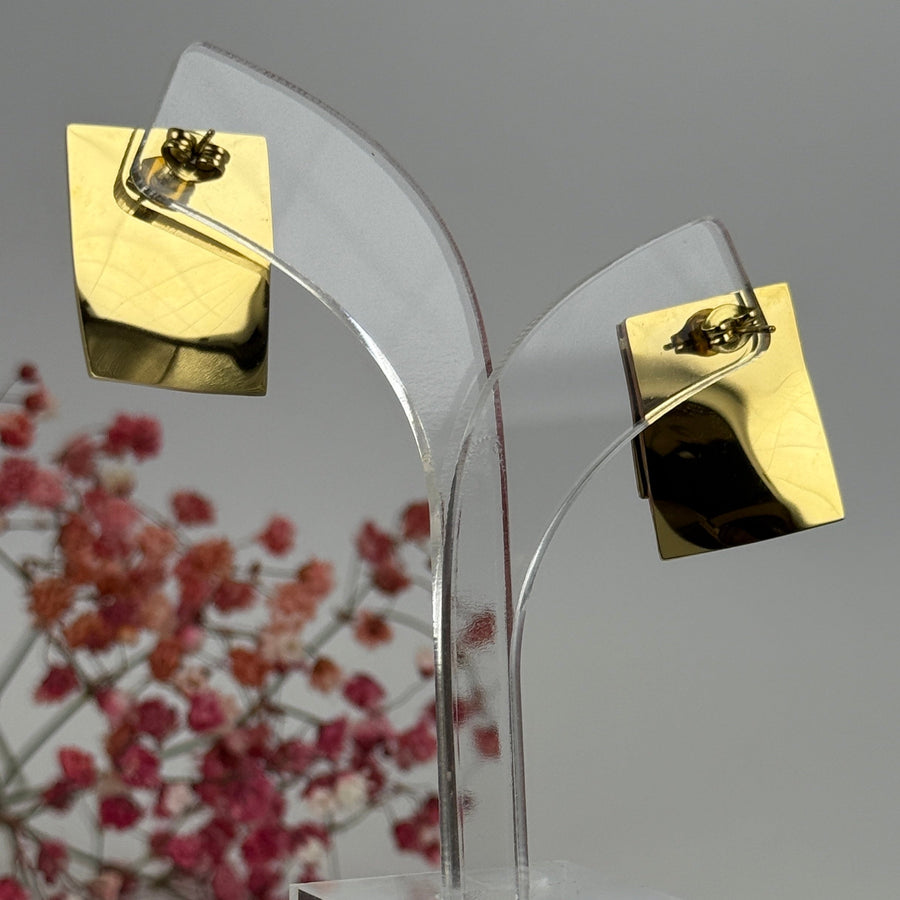 Übereinanderliegende Rechteck-Ohrringe, gold- oder silberfarben – Edelstahl