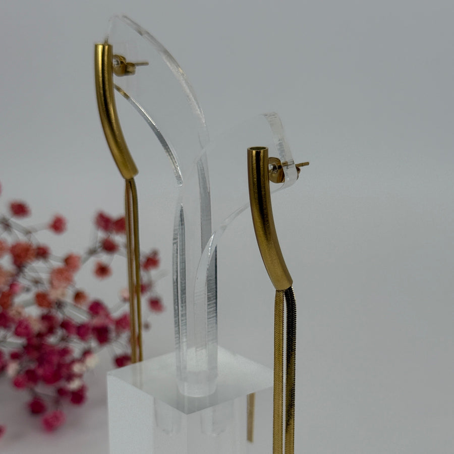 Lange goldene Ohrringe aus Edelstahl – Minimalistisches schickes Design