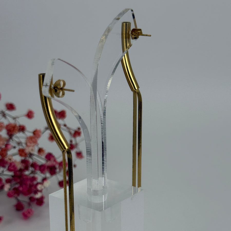 Lange goldene Ohrringe aus Edelstahl – Minimalistisches schickes Design